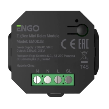 ENGO EMODZB Bezprzewodowy moduł przekaźnika z funkcją repeatera ZigBee, 230V